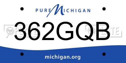 362GQB Michigan License Plate