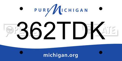 362TDK Michigan License Plate