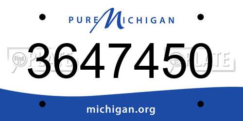 3647450 Michigan License Plate