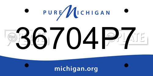 36704P7 Michigan License Plate