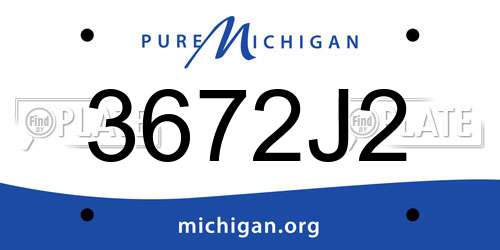 3672J2 Michigan License Plate
