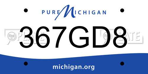 367GD8 Michigan License Plate