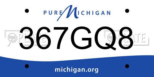 367GQ8 Michigan License Plate