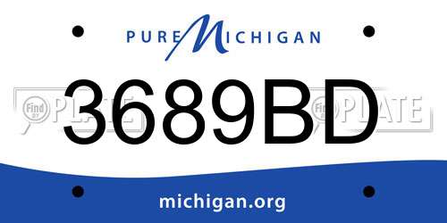 3689BD Michigan License Plate