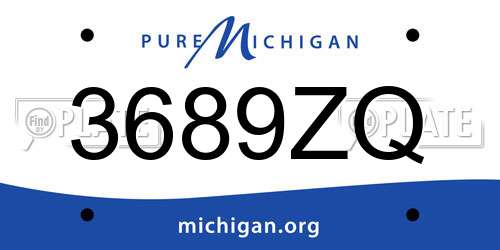 3689ZQ Michigan License Plate