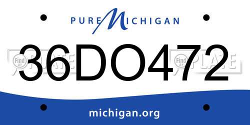 36DO472 Michigan License Plate