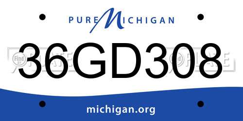 36GD308 Michigan License Plate