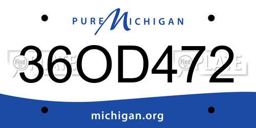 36OD472 Michigan License Plate