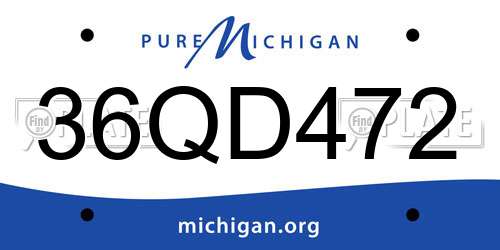 36QD472 Michigan License Plate