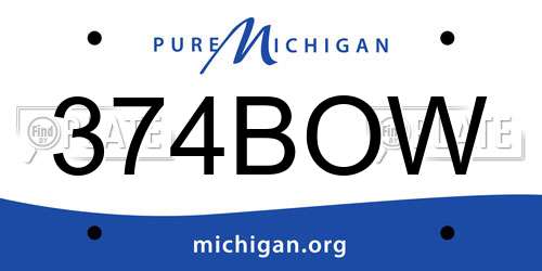 374BOW Michigan License Plate