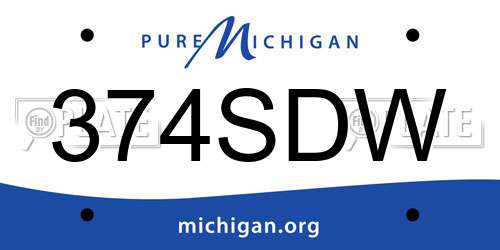 374SDW Michigan License Plate
