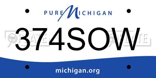 374SOW Michigan License Plate