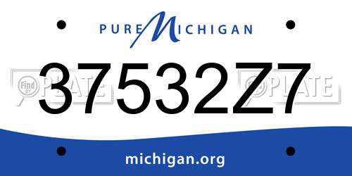 37532Z7 Michigan License Plate