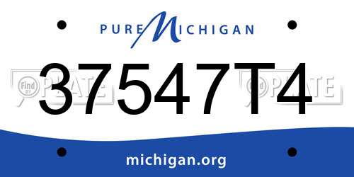 37547T4 Michigan License Plate