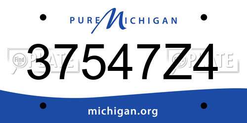 37547Z4 Michigan License Plate