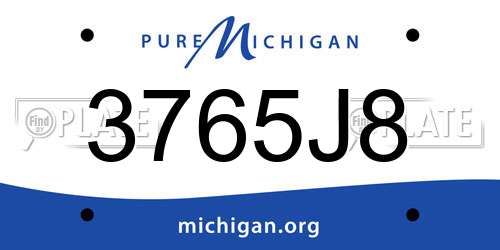 3765J8 Michigan License Plate