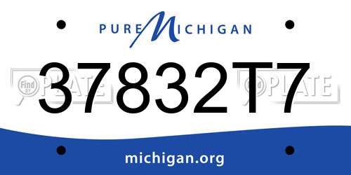 37832T7 Michigan License Plate