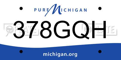 378GQH Michigan License Plate