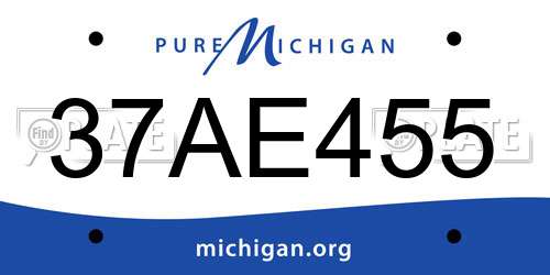 37AE455 Michigan License Plate