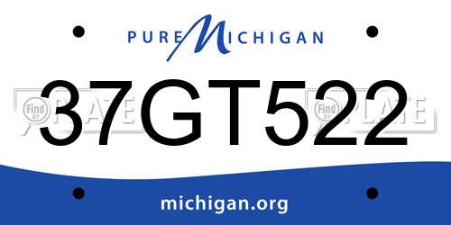 37GT522 Michigan License Plate