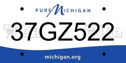 37GZ522 Michigan License Plate