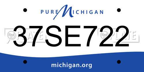 37SE722 Michigan License Plate