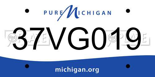 37VG019 Michigan License Plate