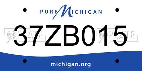 37ZB015 Michigan License Plate