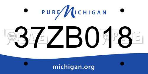 37ZB018 Michigan License Plate