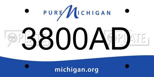 3800AD Michigan License Plate