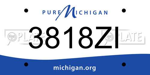 3818ZI Michigan License Plate