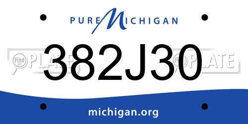 382J30 Michigan License Plate