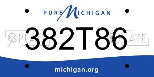 382T86 Michigan License Plate
