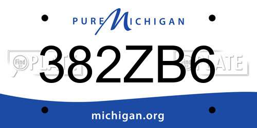 382ZB6 Michigan License Plate