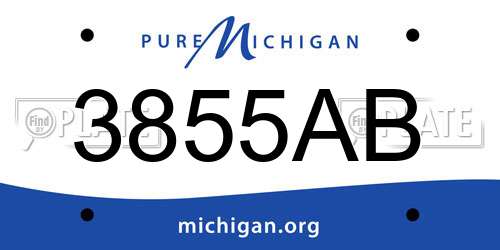 3855AB Michigan License Plate