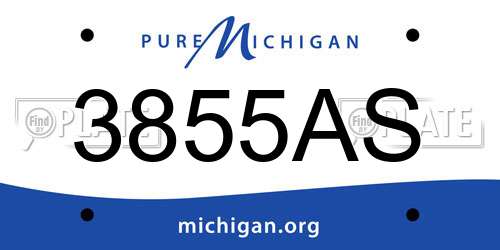 3855AS Michigan License Plate