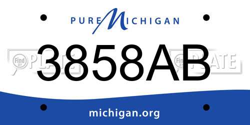 3858AB Michigan License Plate
