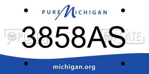 3858AS Michigan License Plate