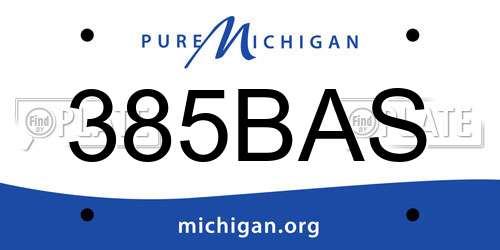 385BAS Michigan License Plate
