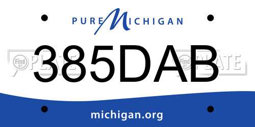 385DAB Michigan License Plate