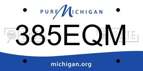 385EQM Michigan License Plate