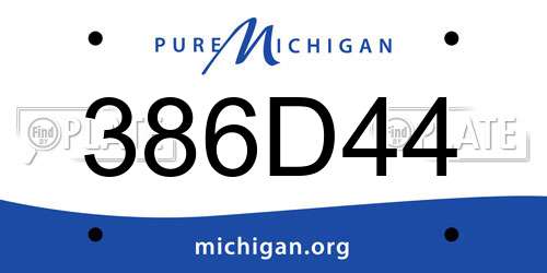 386D44 Michigan License Plate