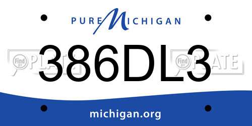 386DL3 Michigan License Plate