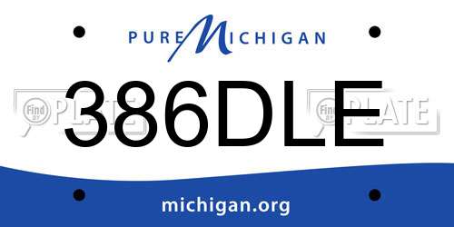 386DLE Michigan License Plate
