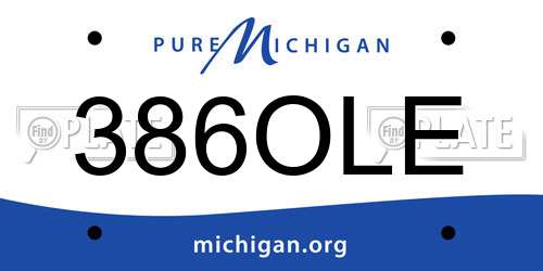386OLE Michigan License Plate