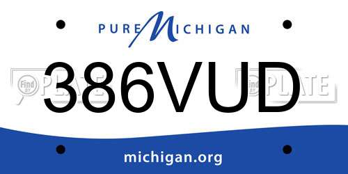 386VUD Michigan License Plate