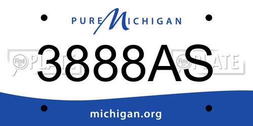 3888AS Michigan License Plate