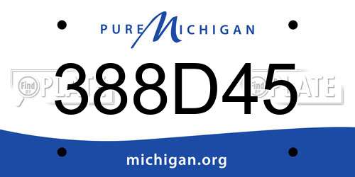 388D45 Michigan License Plate