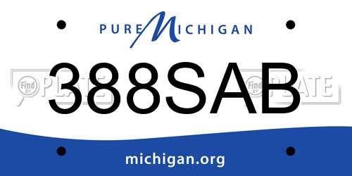 388SAB Michigan License Plate