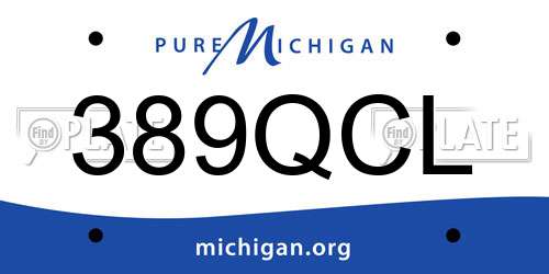 389QCL Michigan License Plate